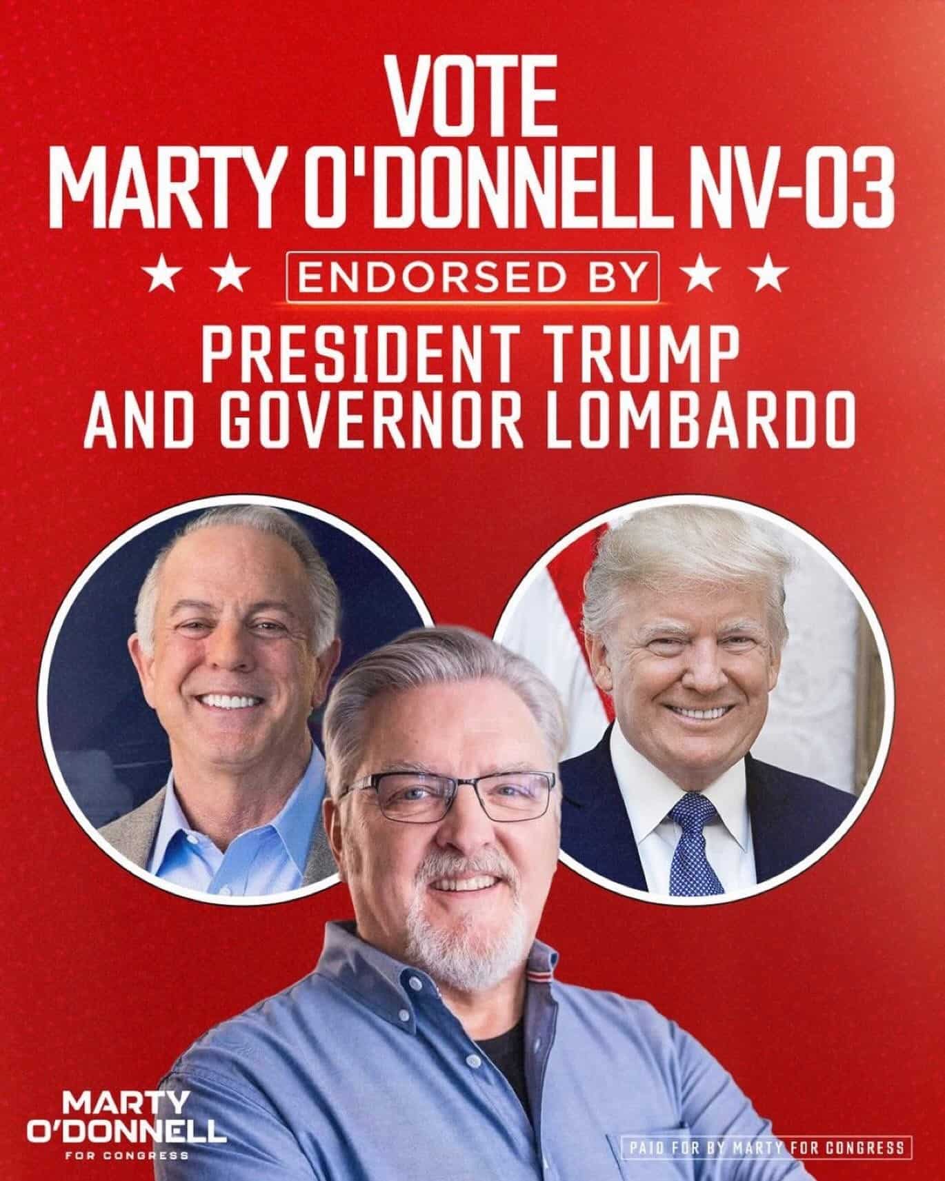 Governor Lombardo Endorses Marty O’Donnell For Nevada’s 3rd US Congressional District